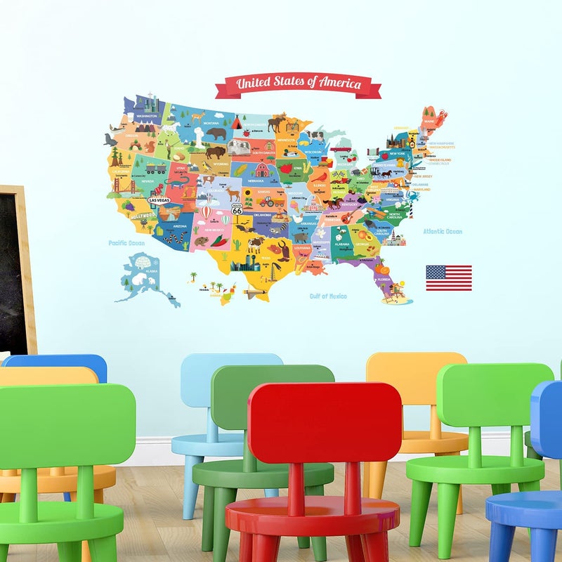 DECOWALL SG2-1906 USA Kids Wall Stickers Wall Decals Peel and Stick Removable Wall Stickers for Kids Nursery Bedroom Living Room dÃ©cor - Image 5